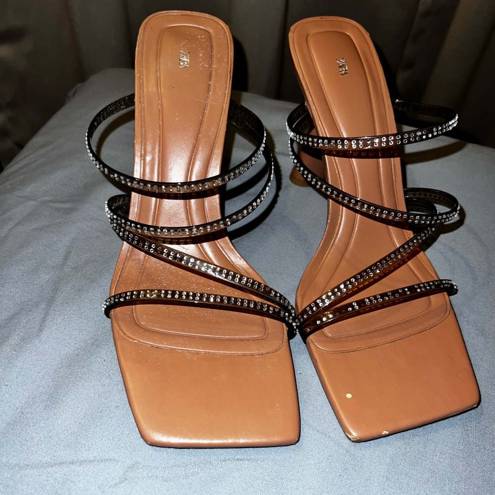 Jeweled heel sandals